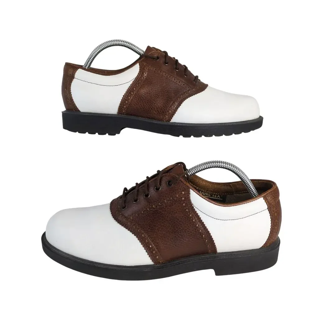 Rockport‎ Men's 9W Brown & White Leather Saddle Oxford Golf Shoes Jack Nicklaus